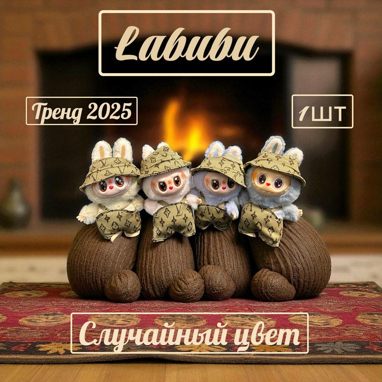 Лабубу мягкая игрушка сюрприз Labubu в одежде коллекционный случайный цвет