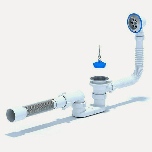 Изображение товара Сифон Ани для ванны плоский с переливом и трубой 40/50 E055 для подключения к канализации