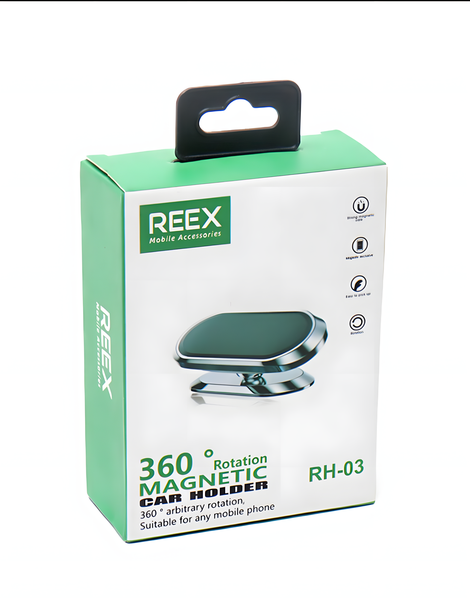 Автомобильный держатель REEX RH-03, универсальный, магнитный, для смартфона, черный — фото 1