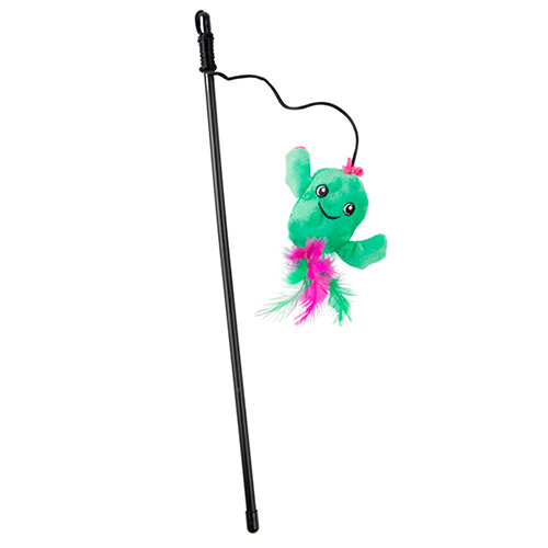 Игрушка Мистер Кранч дразнилка для кошек плюшевая с кошачьей мятой и перышками Кактус зеленая 17см