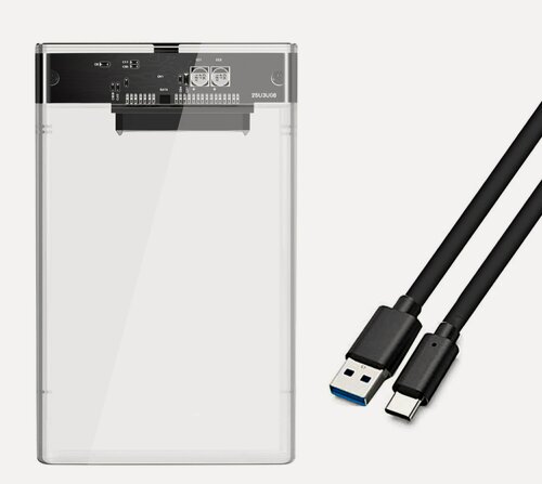 Изображение товара Корпус (бокс) для жесткого диска SATA HDD/SSD 2.5" , USB 3.1 - Type-C (прозрачный)