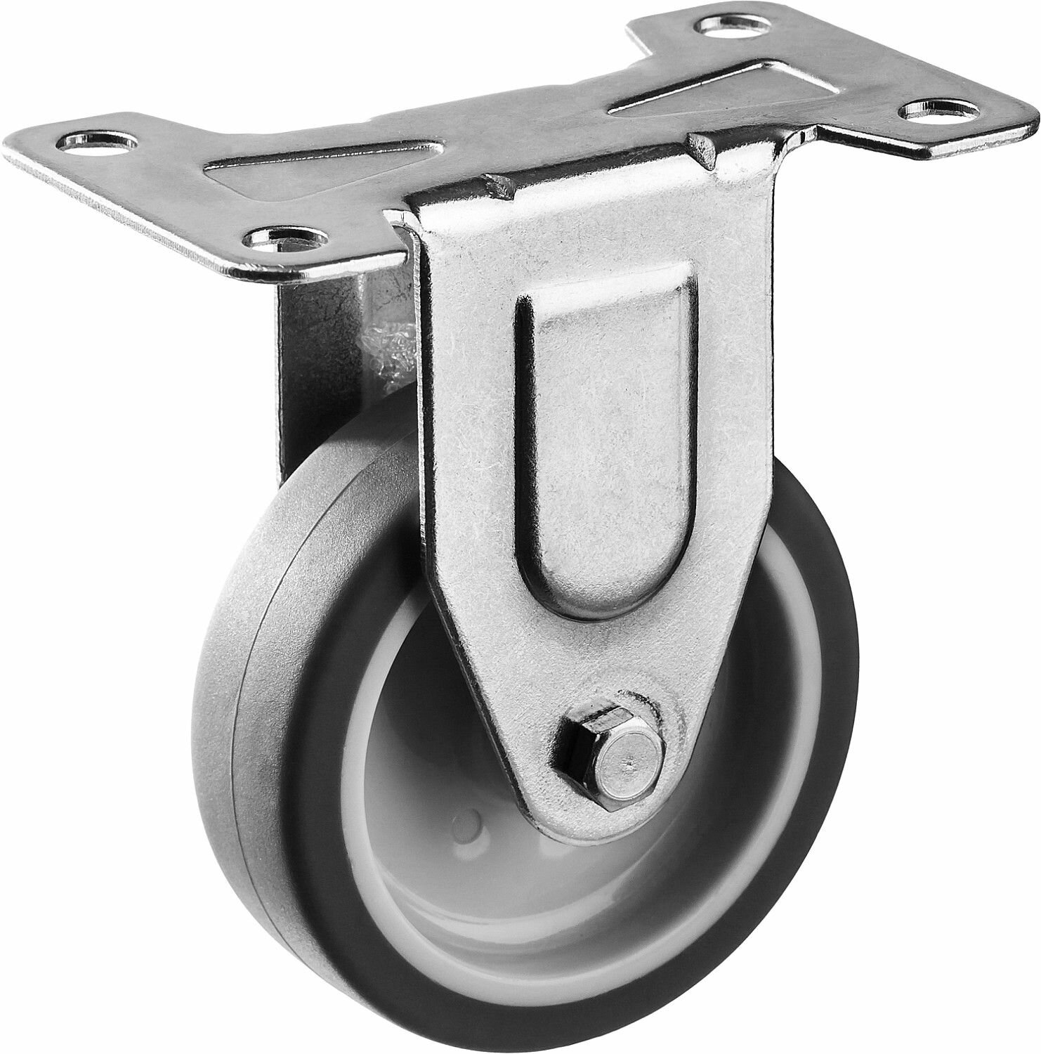 Термопластичное неповоротное колесо ЗУБР d 75 мм грузоподъемность 60 кг резина/полипропилен профессиональное 30946-75-F