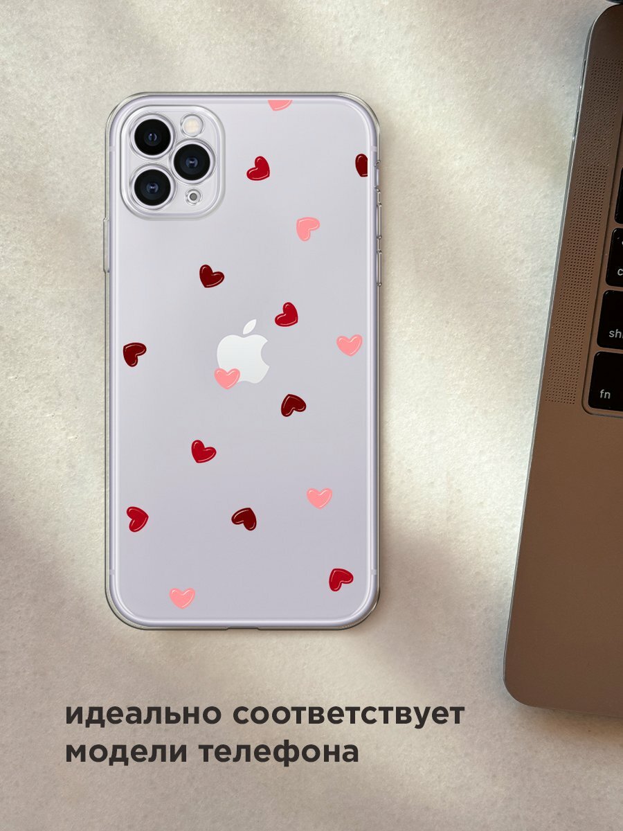 Чехол на Apple iPhone 11 Pro / Айфон 11 Про с принтом "Бордовые сердечки 2" — фото 1
