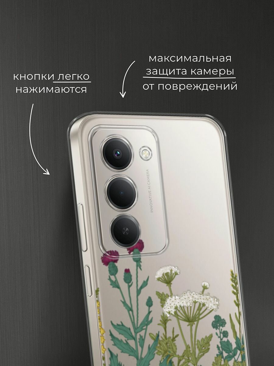 Чехол на Xiaomi Redmi 15 / Сяоми Редми 15 с принтом "Дикие полевые цветы", прозрачный — фото 1