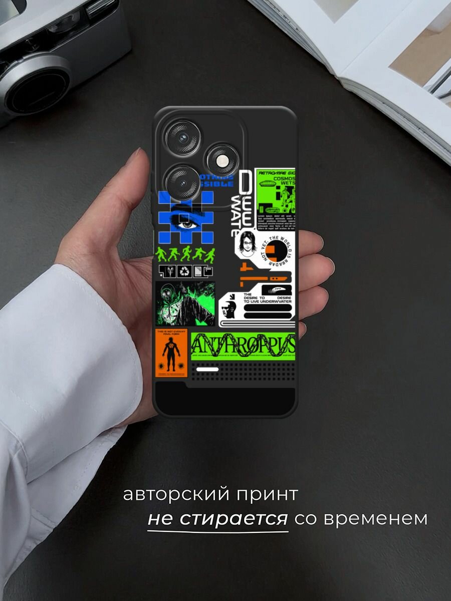 Черный матовый чехол на Tecno Spark 10/10C / Техно Спарк 10/10С с принтом "Nothing impossible" — фото 1