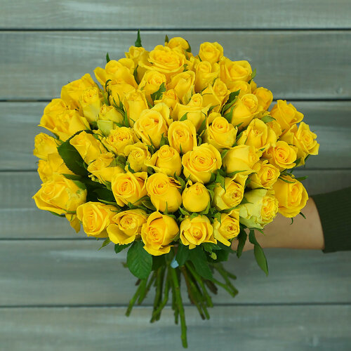 Изображение товара 51 желтая роза (высота 40см) Кения, монобукет от Букет Маркет