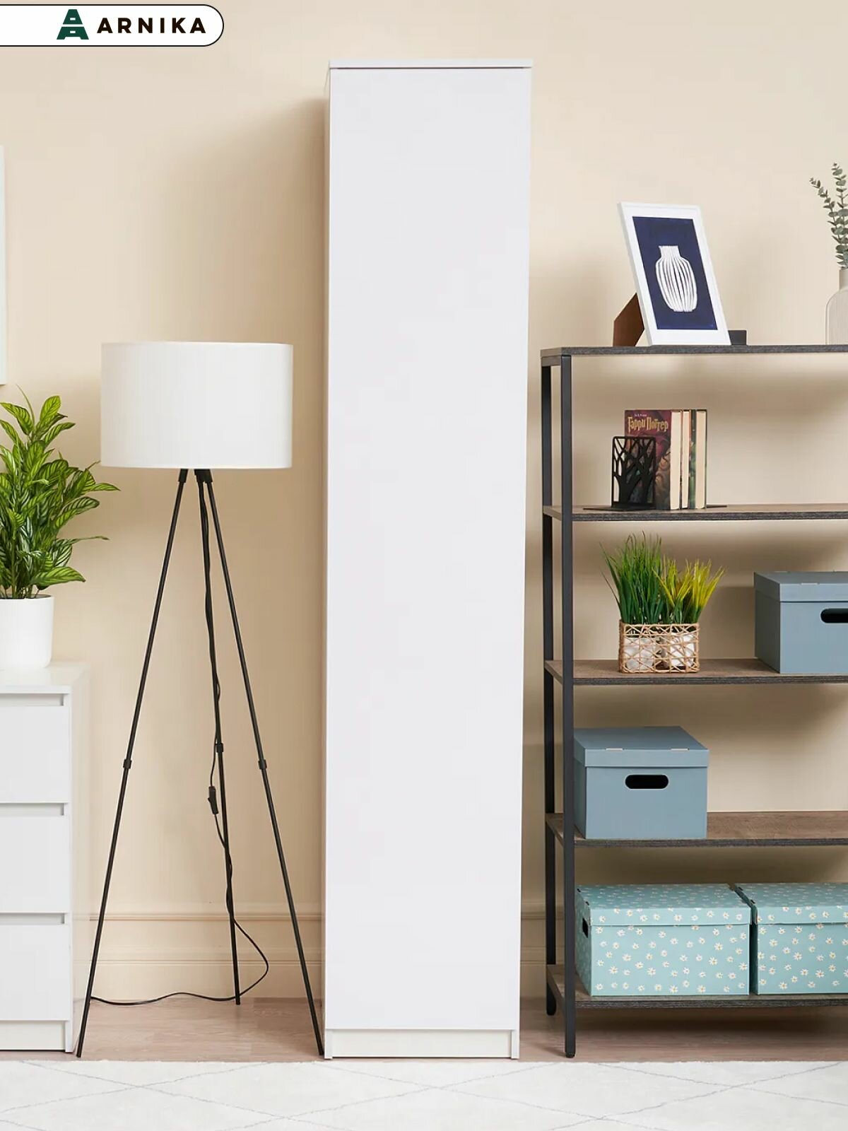 ARNIKA Шкаф-пенал для хранения для одежды в прихожую 56х35х210см белый