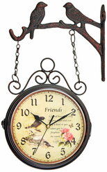 Часы настенные двусторонние, на подвесе "Птички", плавный ход, циферблат d-17 см, 24x40 см