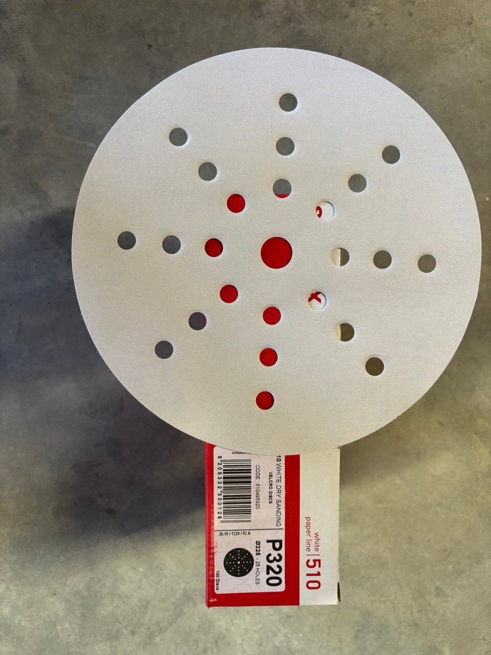 Шлифовальный круг SMIRDEX 510 White, D225мм зерно P320, с 24+1отверстиями (100шт)