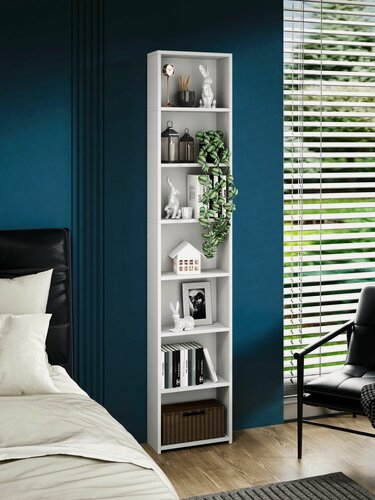 Изображение товара Стеллаж Profimebel Берген-1, белый, дерево, ЛДСП, 38x188 см, 7 полок