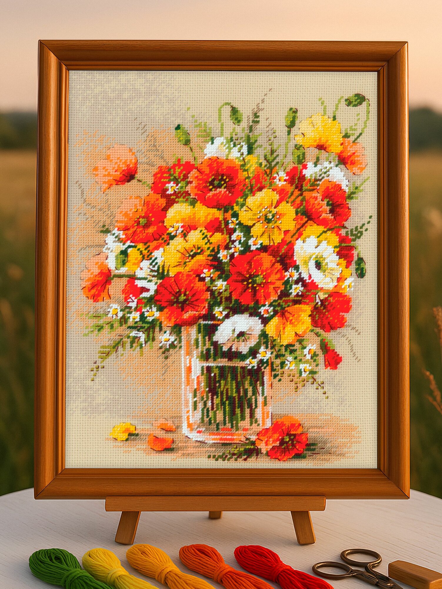 Набор для вышивания крестом Риолис вышивка крестиком "Степные маки" 24х30 см 2306