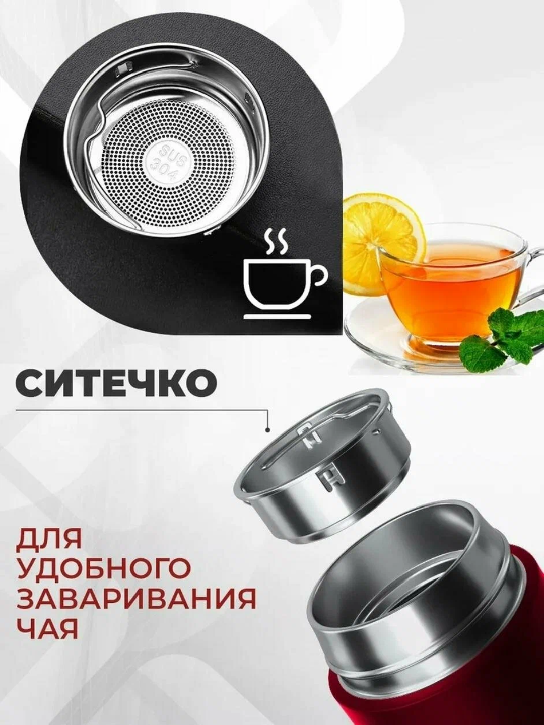 Термос с датчиком температуры, термокружка с индикатором градуса, 500 мл — фото 1