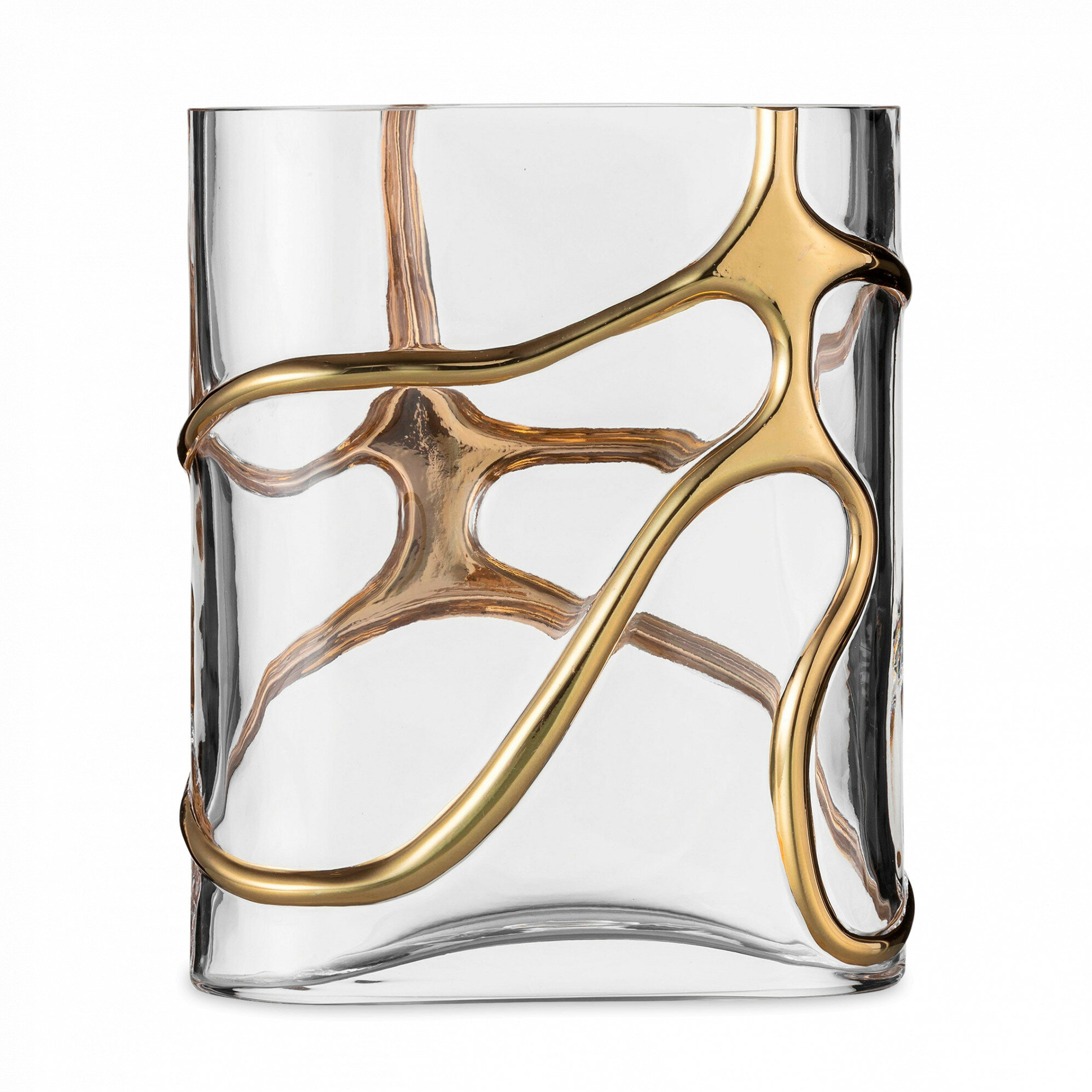 Ваза EISCH Stargate 49943911, стекло, высота 22,3 см, прозрачная/золотистая