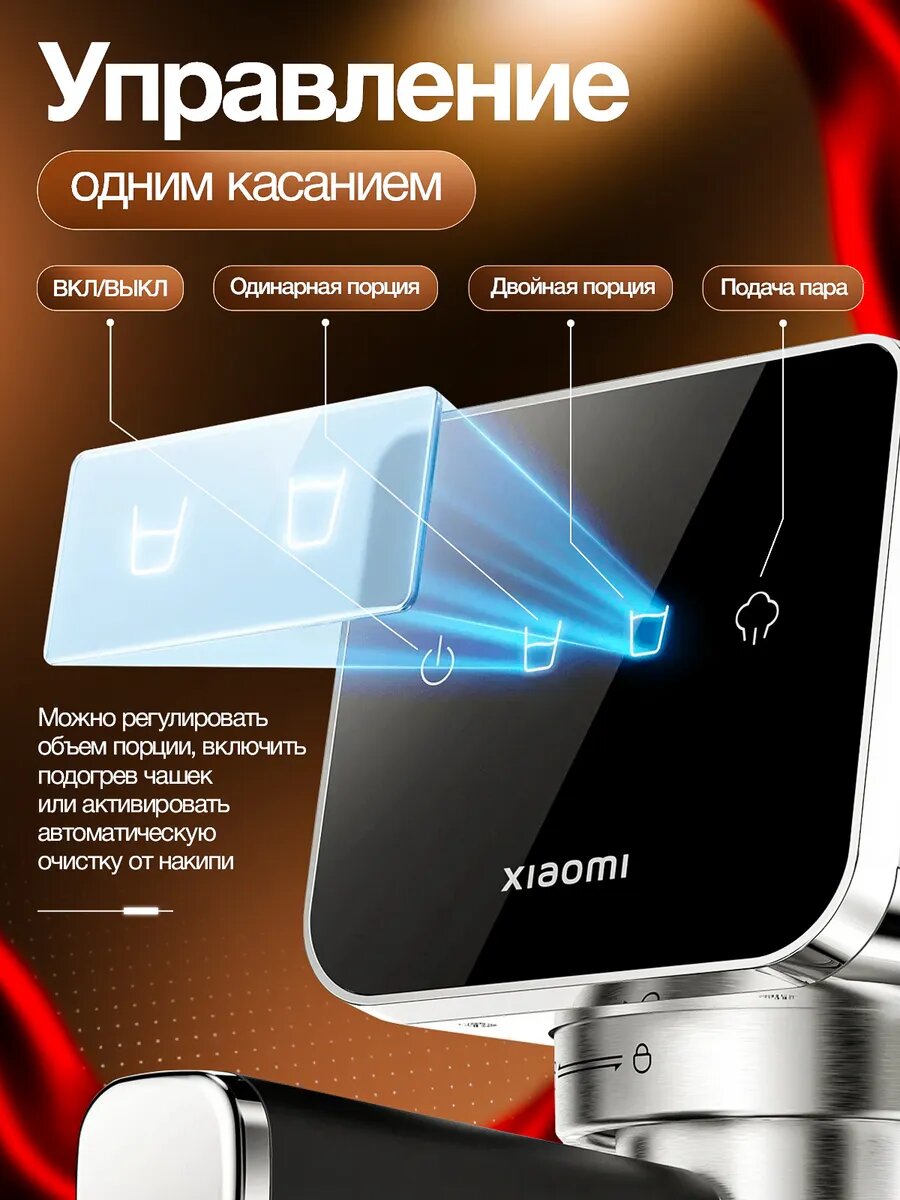 Кофемашина рожковая с капучинатором Xiaomi для молотого кофе — фото 1