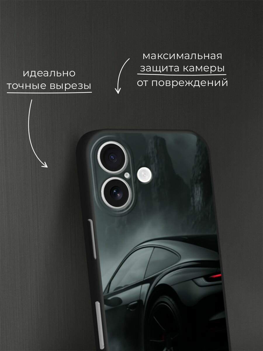 Черный матовый чехол на Apple iPhone 17 / Айфон 17 с принтом Машина в тени — фото 1