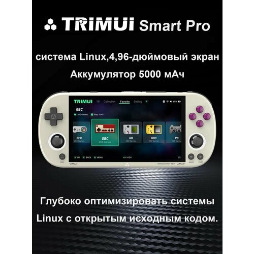 фото Trimui smart pro портативная игровая консоль 64 гб, серый цвет — 4,96-дюймовый ips-экран высокой четкости, система linux с открытым исходным кодом