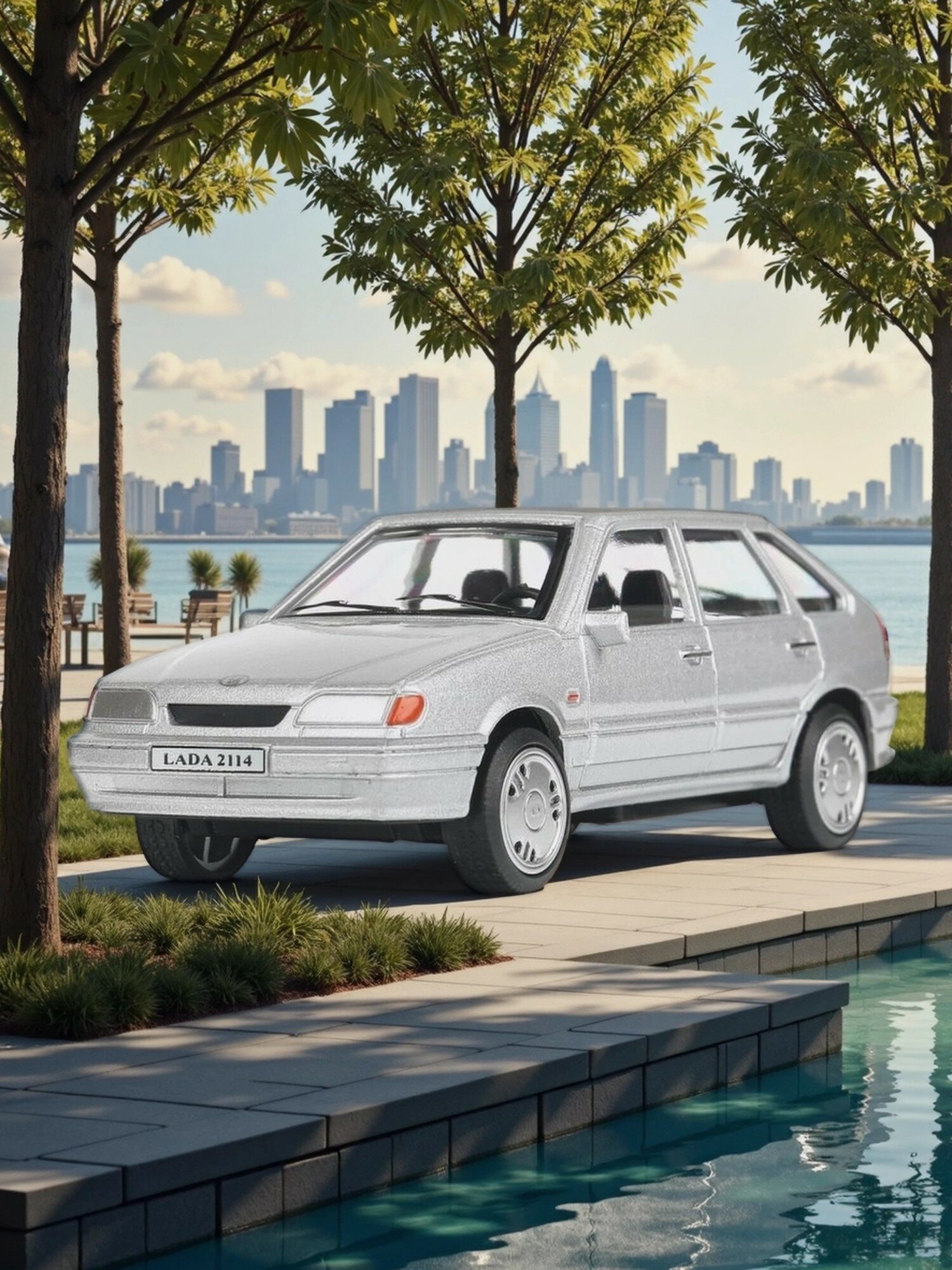 Машинка металлическая инерционная Технопарк LADA 2114 длина 10,5 см, серебристая