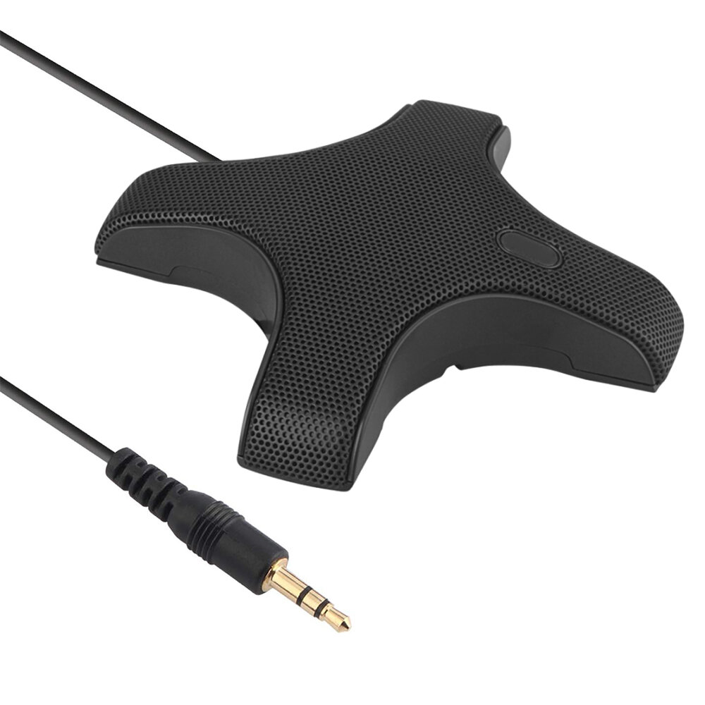 Конференц-микрофон Всенаправленный конденсаторный микрофон на 360° ПК Микрофон Plug & Play 35 мм для записи видеоконференций Общение в чате Игры Онлайн-классы Skype VoIP-звонки