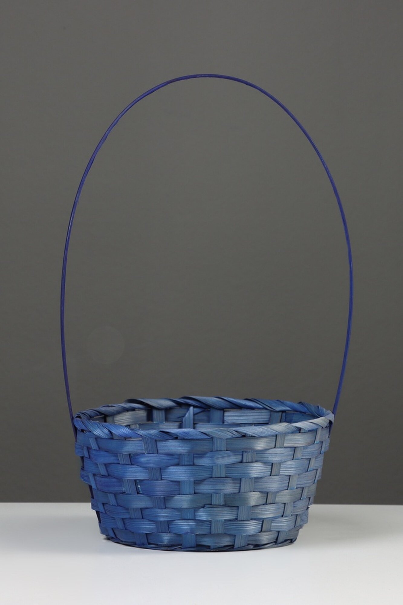 Корзина плетёная 20×20×9 см ручка h=25 см бамбук синий