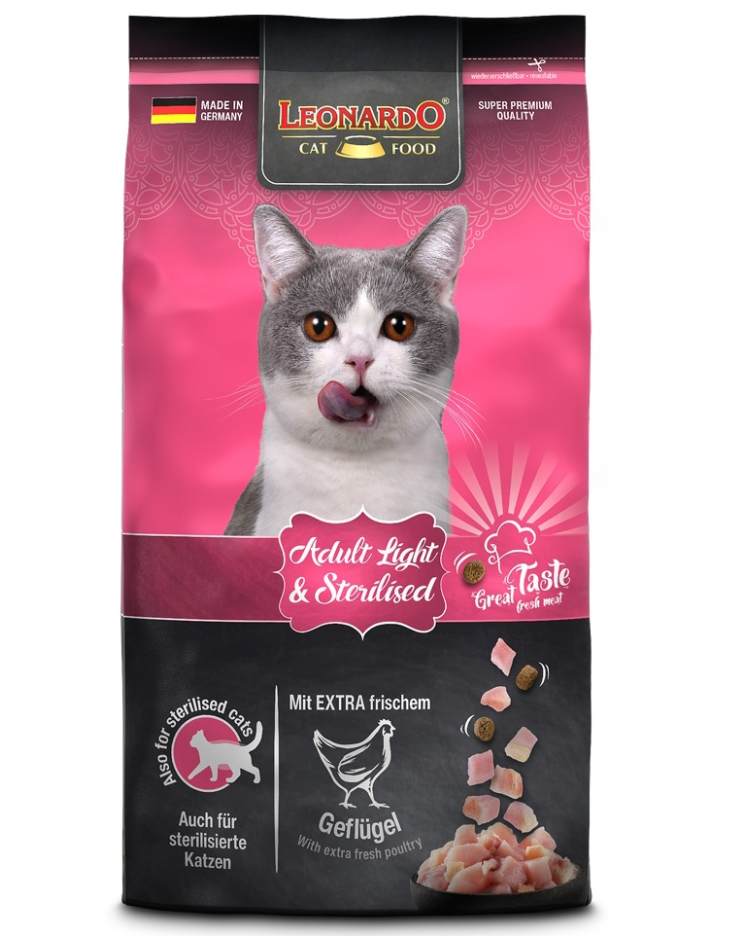 Leonardo Adult Light&Sterilised Сухой корм для стерилизованных кошек, Птица 1.8 кг