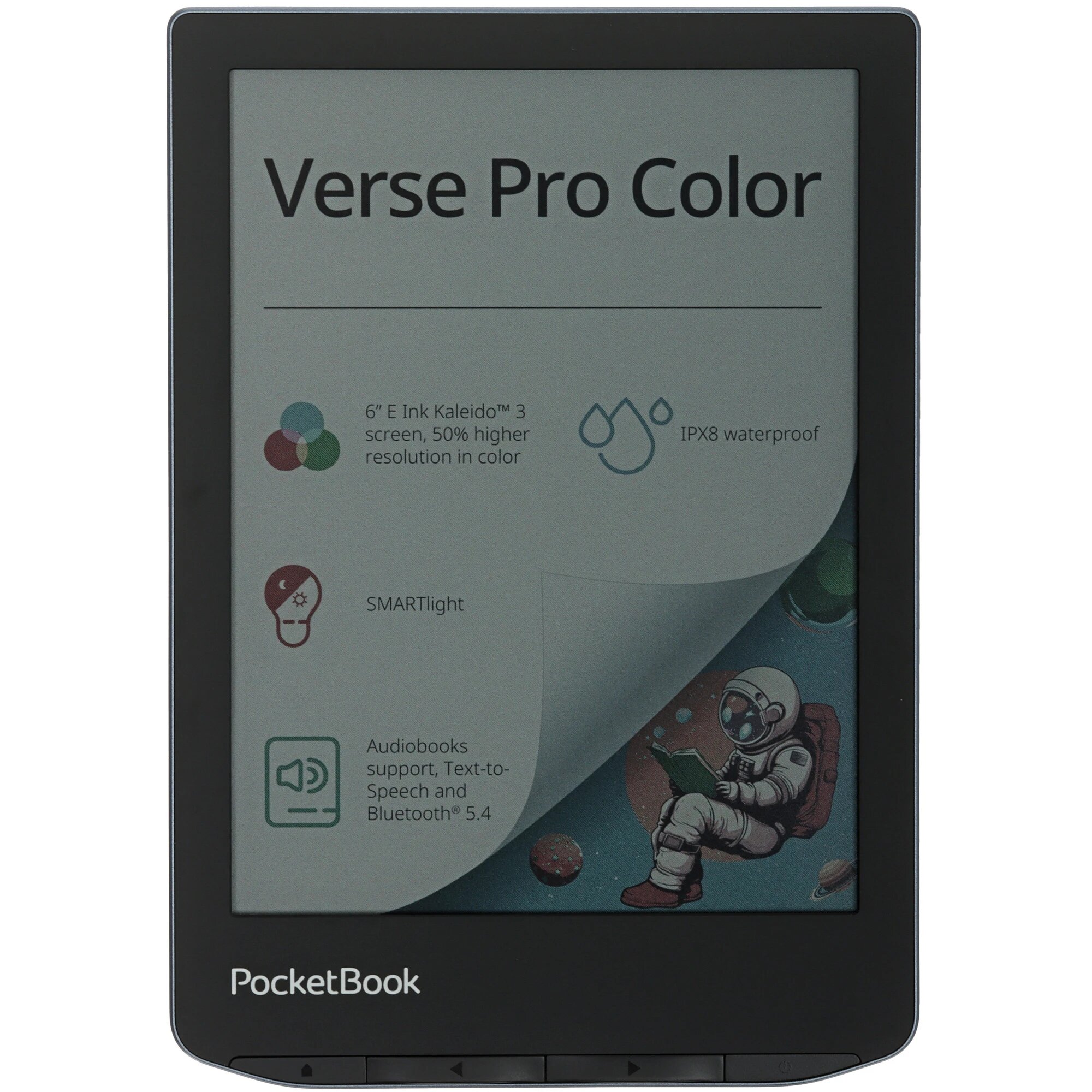 Электронная книга PocketBook "Verse Pro Color", 6", беспроводная, IPX8, Bluetooth, Wi-Fi, 16 Гб голубой