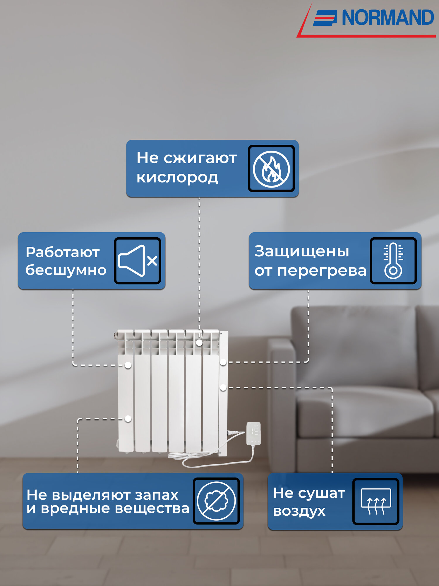 Картинки Радиатор отопления электрический энергоэффективный Normand Smart 6 с Wi-Fi