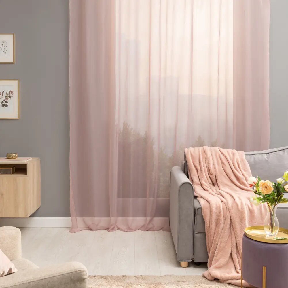 Тюль на ленте Polyone Santal 300x280 см цвет сиреневый