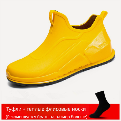 Изображение товара Полусапожки, немецкие спортивные резиновые сапоги, мужские короткие водонепроницаемые ботинки, теплые нескользящие низкие резиновые сапоги, обувь для кухни, рыбалкиРазмер обуви. EU:40