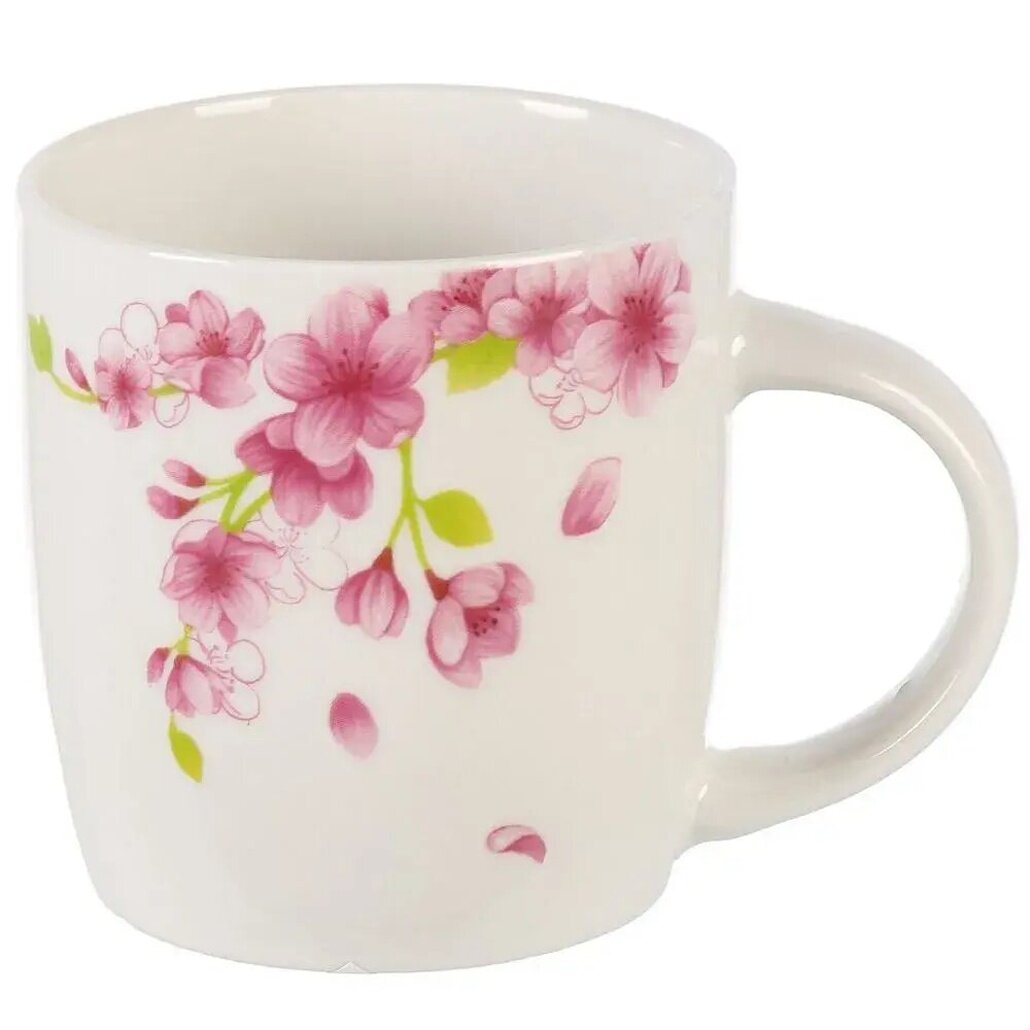 Кружка керамическая 'Клематис' 360 мл цветочный узор белый/розовый/зелёный