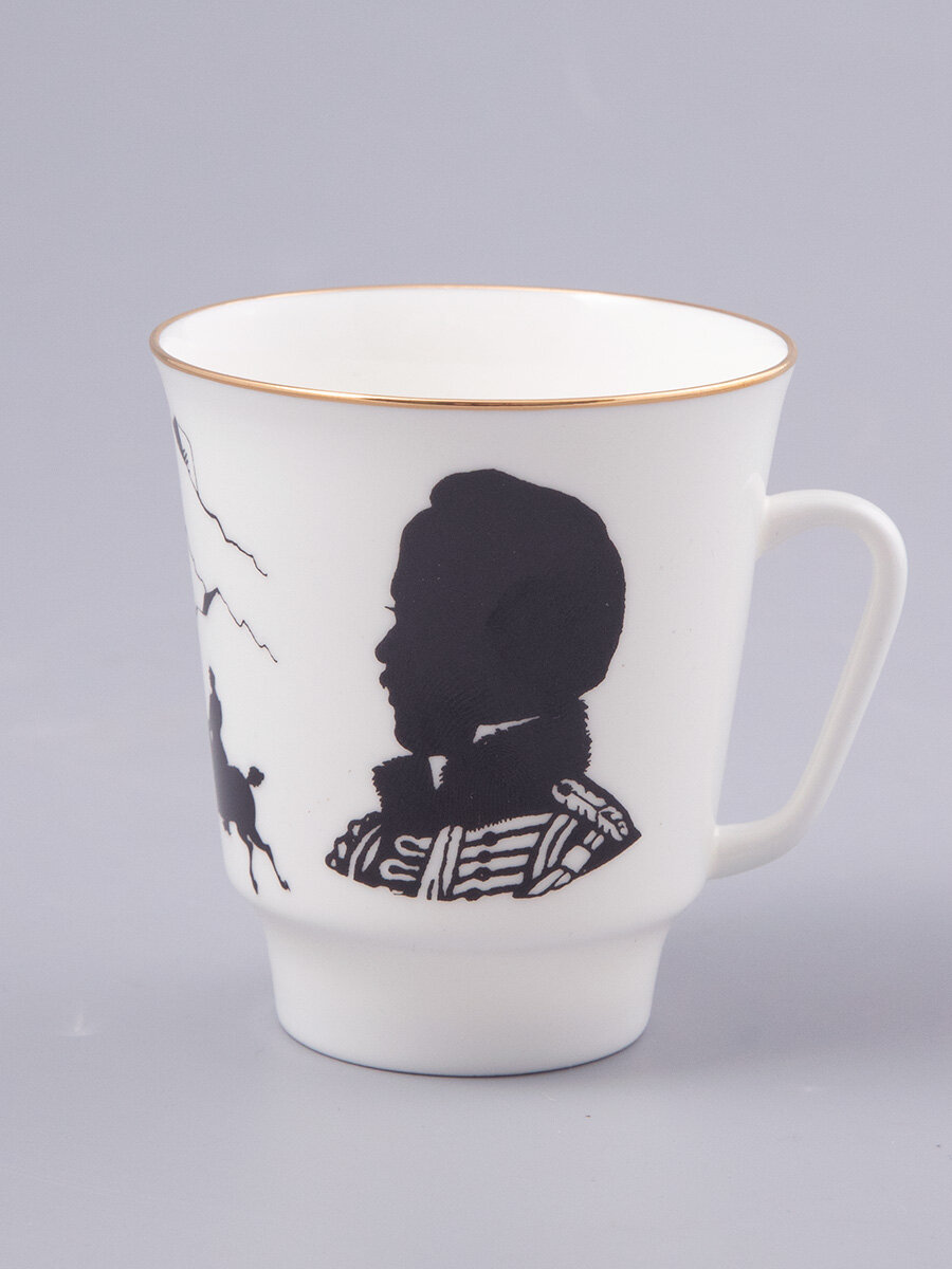 Кофейная пара "Русские писатели. Лермонтов" форма Майская, Императорский фарфоровый завод, 165мл — фото 1