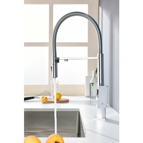 Смеситель для кухни GANZER с гибким магнитным изливом/Графит+черный (GZ07126-Q)