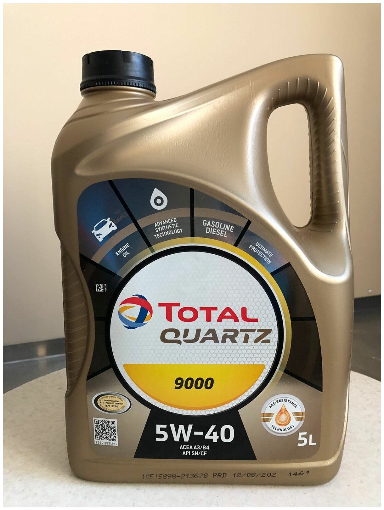 Синтетическое моторное масло TOTAL Quartz 9000 Energy 5W-40, 5 л
