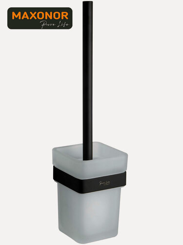 Изображение товара Ёршик для унитаза настенный Maxonor Pure Life ALMA PL1810-7 черный матовый Закалённое стекло / Нержавеющая сталь