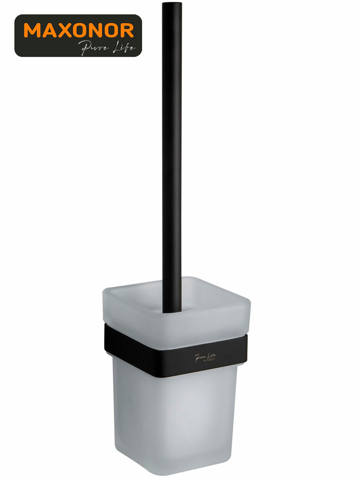 Ёршик для унитаза настенный Maxonor Pure Life ALMA PL1810-7 черный матовый Закалённое стекло / Нержавеющая сталь