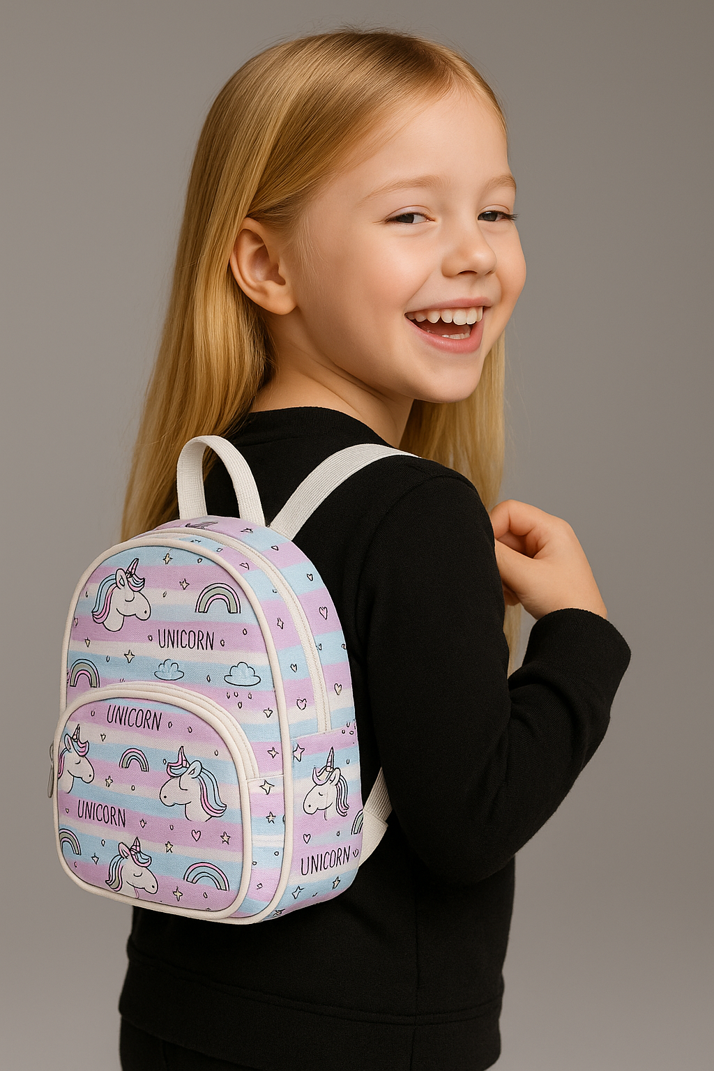 Рюкзак для девочки детский Daniele Patrici цвет разноцветный с внешним карманом Единорог