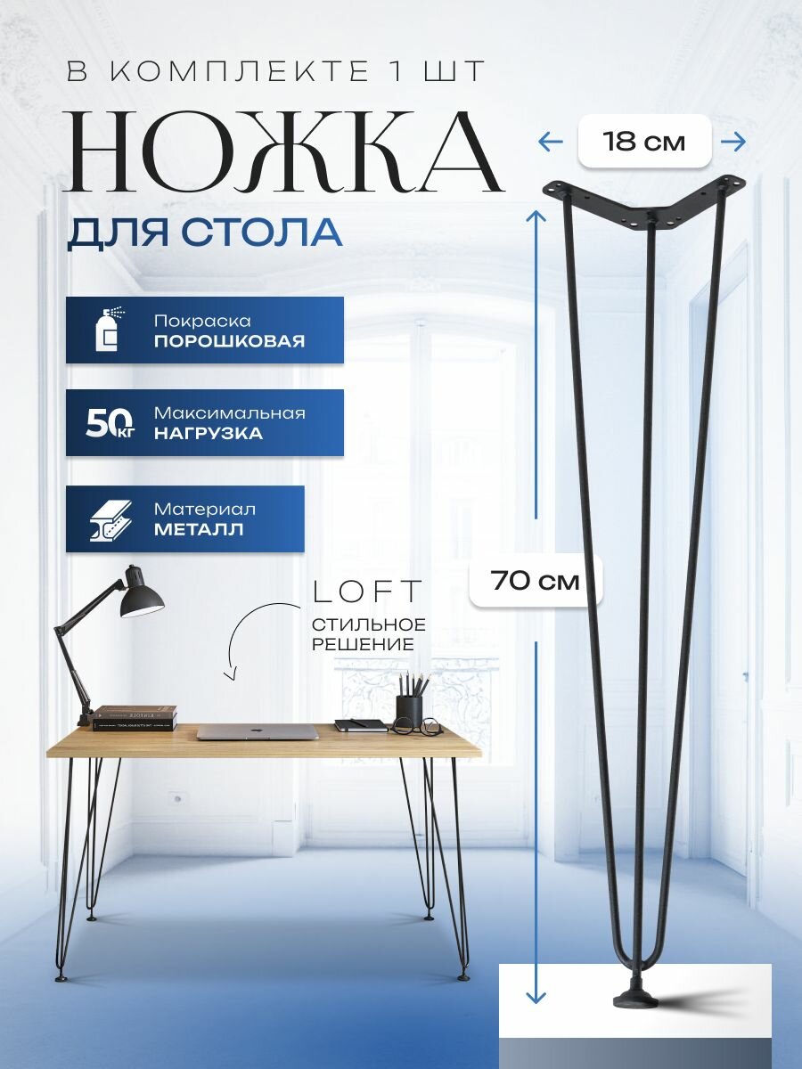 Ножки для стола, Лофт, 4 шт, 70х18х9 см