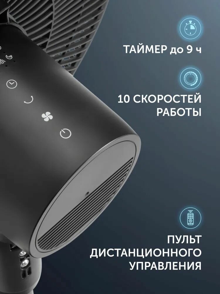 Обзор: Вентилятор напольный с пультом Polaris PSF 3080 бесшумный, 10 скоростей, черный