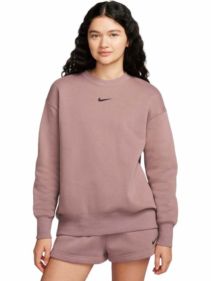 Свитшот спортивный NIKE W NSW PHNX FLC OS CREW, размер S INT, , розовый,