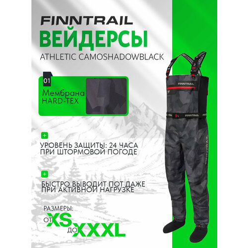 Вейдерсы для рыбалки Finntrail Athletic 1532 с неопреновыми носками CamoShadowBlack (XL)