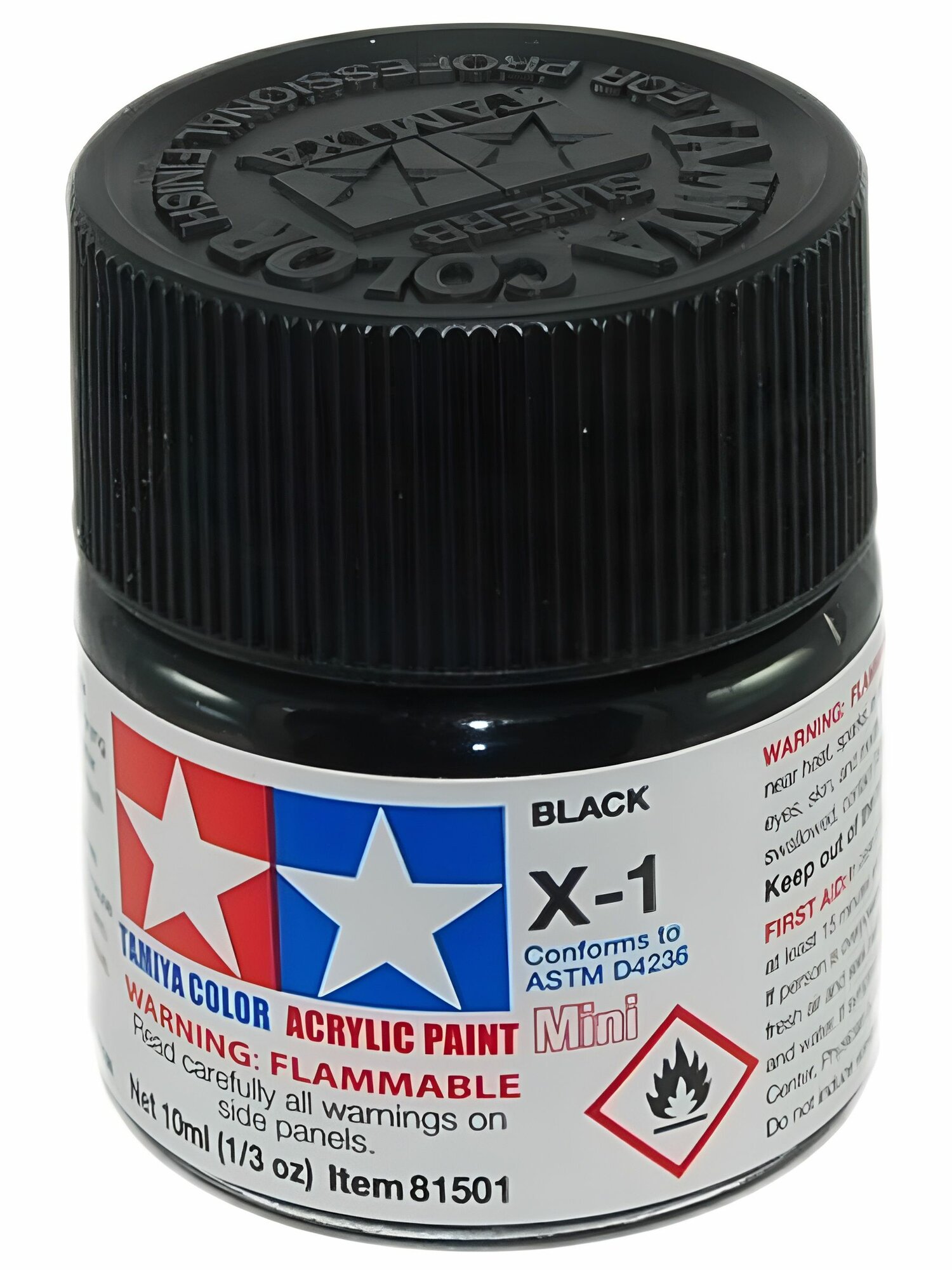X-1 Black (Черная глянцевая) акриловая краска, 10 мл.