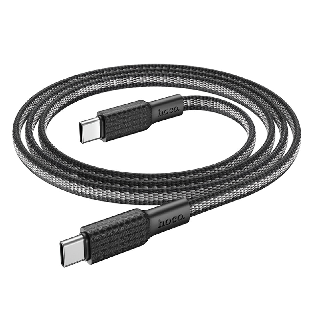Кабель Type-C на Type-C, HOCO, X69, 1м, 60W, черный с белым — фото 1