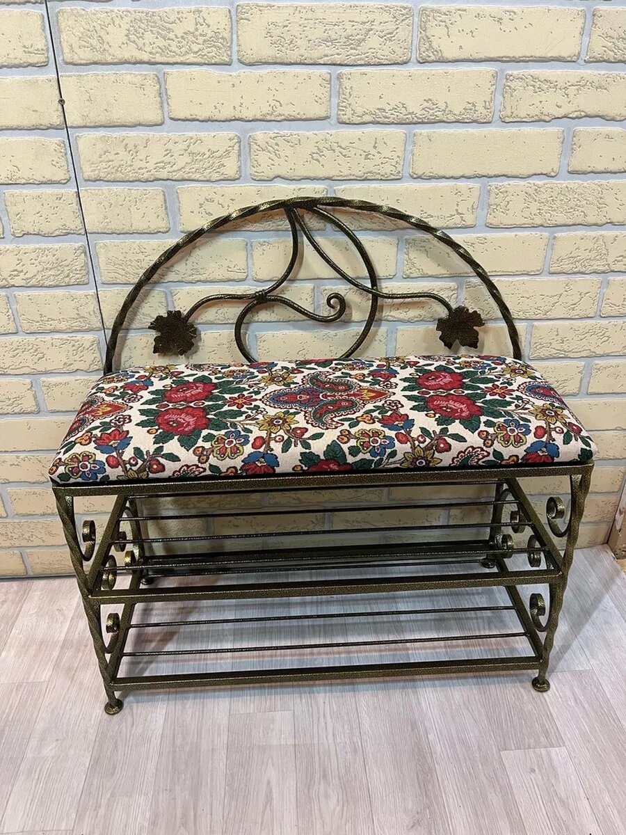 Кованая банкетка №18, Студия кованой мебели Нива, цвет красновато-бордовый — фото 1