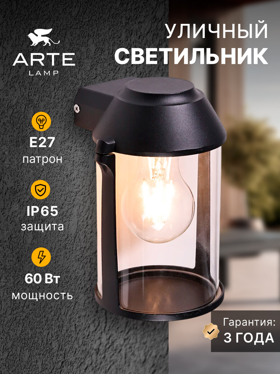 Уличный настенный светильник Arte Lamp MINCHIR A8306AL-1BK черный E27 чёрный