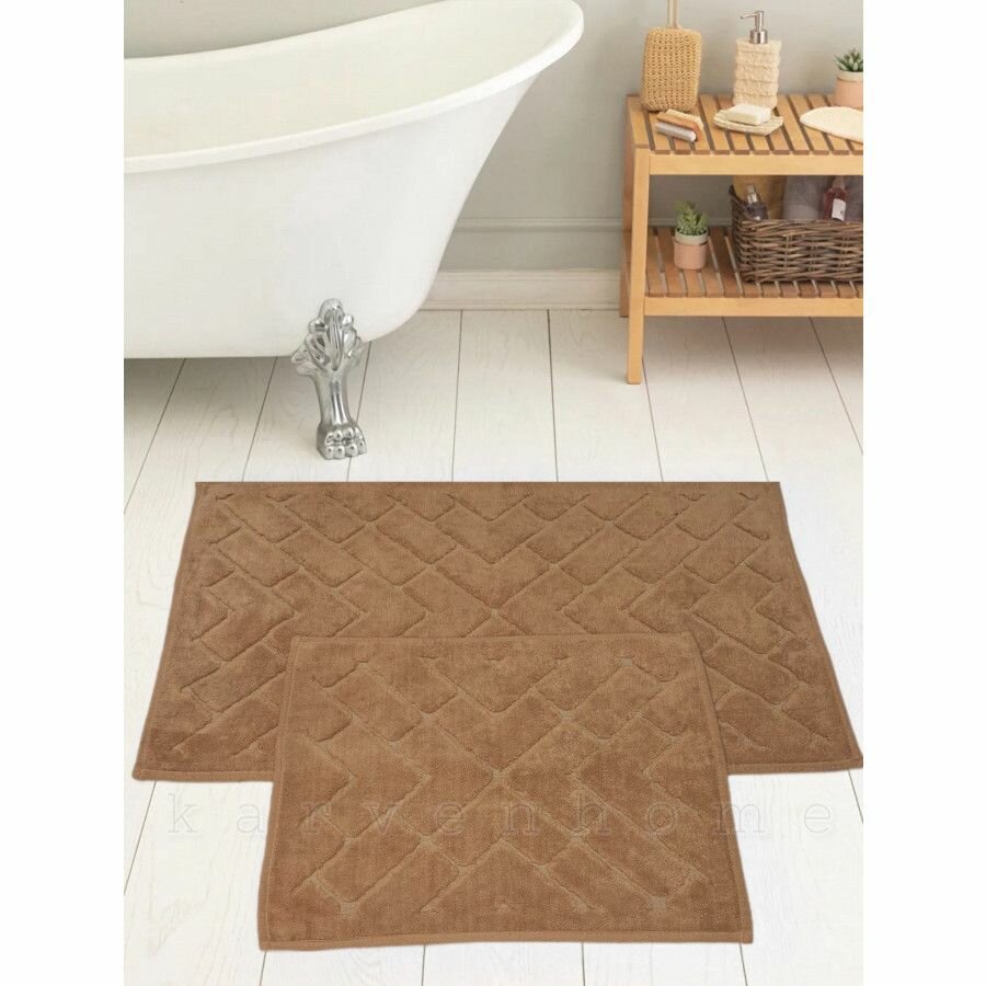 Набор ковриков для ванной Karven PARKE kahve/кофейный
