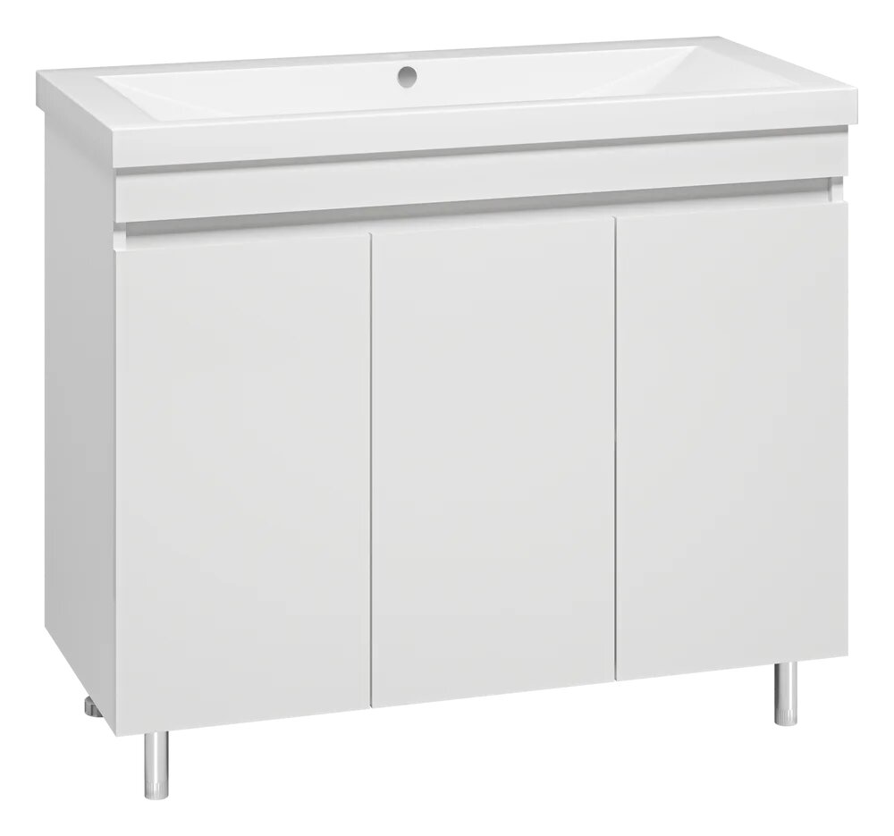 Тумба с раковиной Misty Енисей 100 напольная 2 дверцы белая