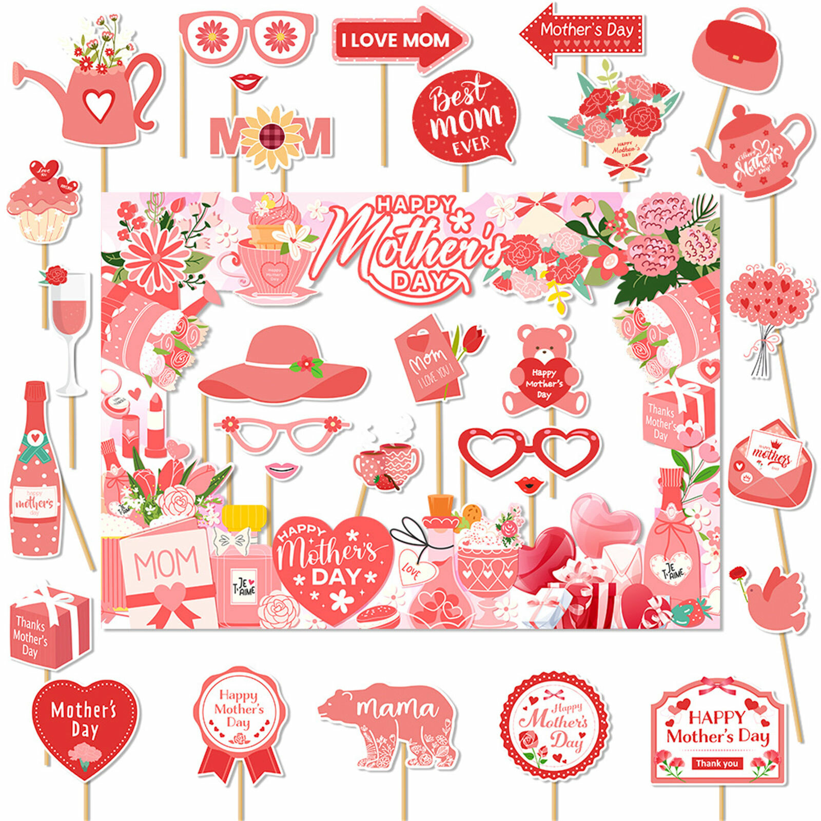 Яркий набор реквизита для фото ко Дню матери семейных встреч