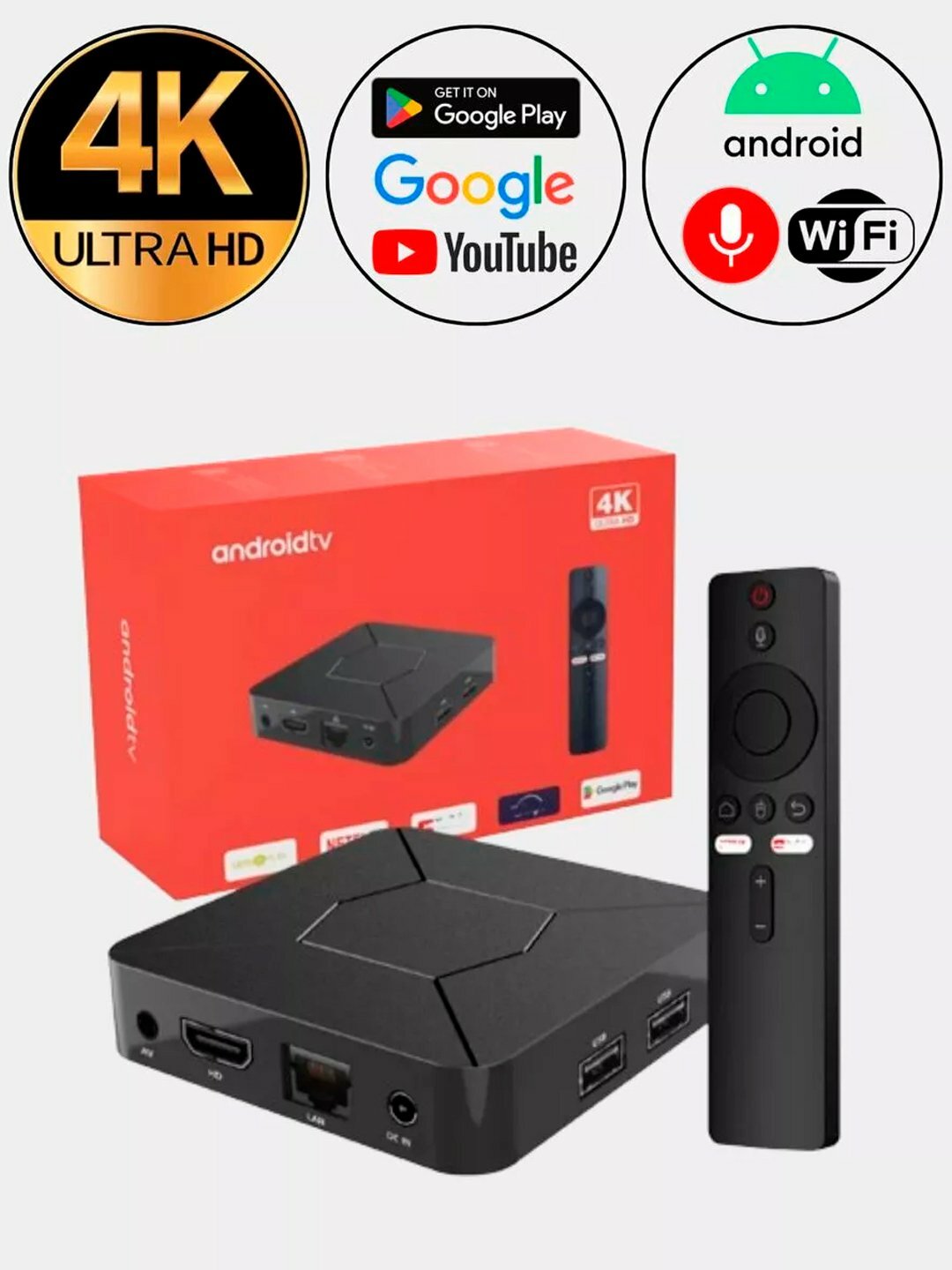 Q5 Android TV Box, мультимедийная приставка с Wi-Fi и пультом