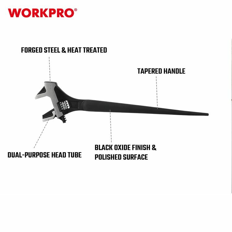 Ключ разводной строительный 40мм WORKPRO, WP272019 — фото 1