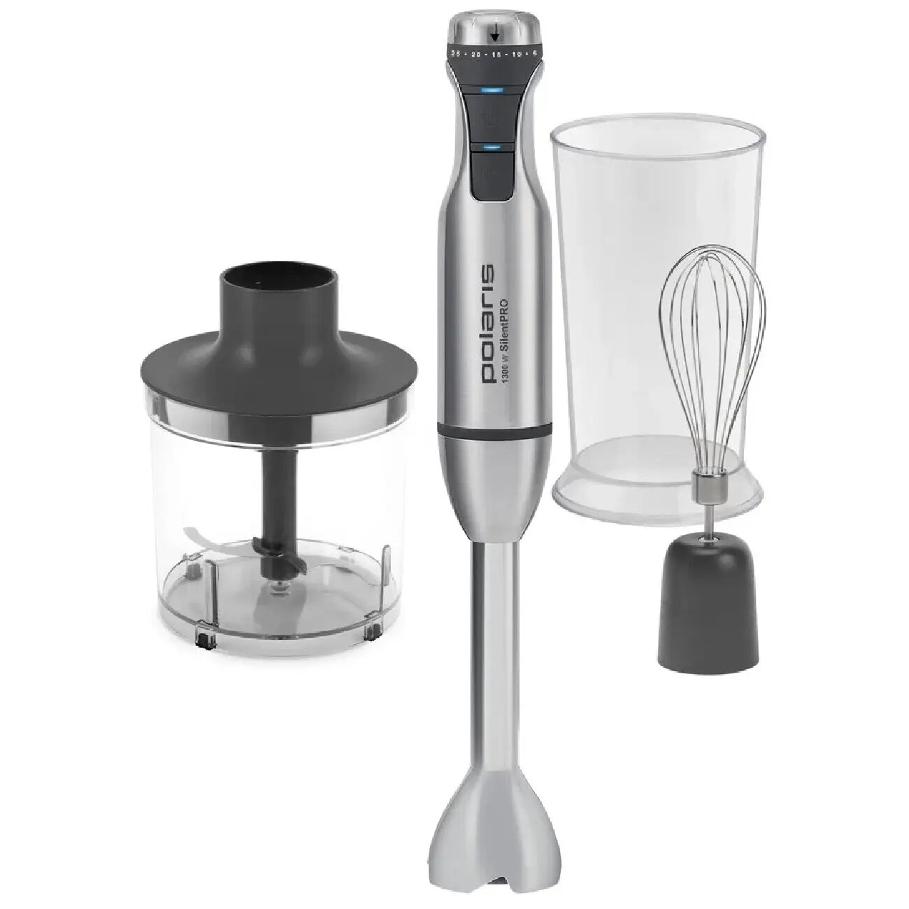 Погружной блендер Polaris PHB 1382L Silent, В комплекте: Мерный стакан, Вес: 1.5 кг - 2 кг, Высота: 405 мм