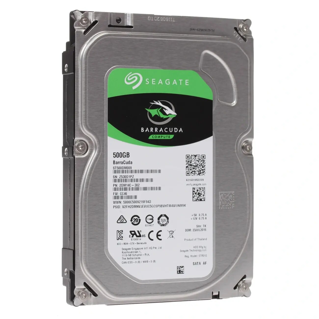 Жесткий диск Seagate BarraCuda 500 GB, Вес: 400 г, Габариты: 101.6 х 20.17 х 146.99 мм, Гарантия: 6 мес